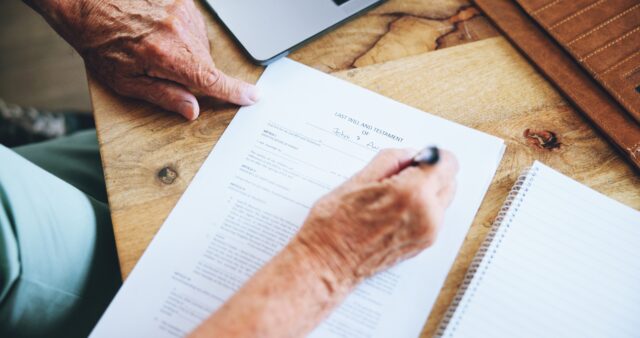 Senior person is writing a Will