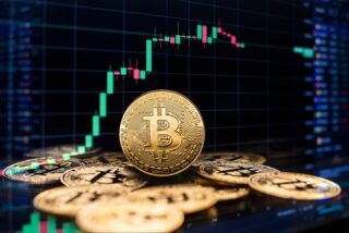 Bitcoin and cryptocurrency investing concept with graph representing pump and dump crypto scams.