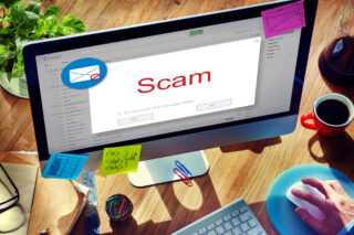 E-mail Popup Warning Window Concept representing crypto phishing scam.