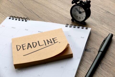 Deadline Reminder on Calendar with Alarm Clock