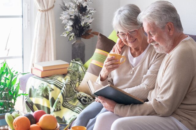Mature couple relaxing together while considering their retirement